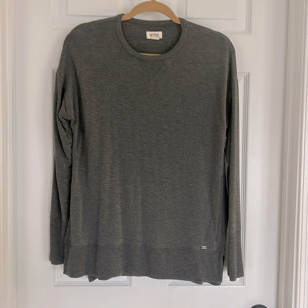 Up west, crewneck pullover, size extra small runs, large and loose fitting